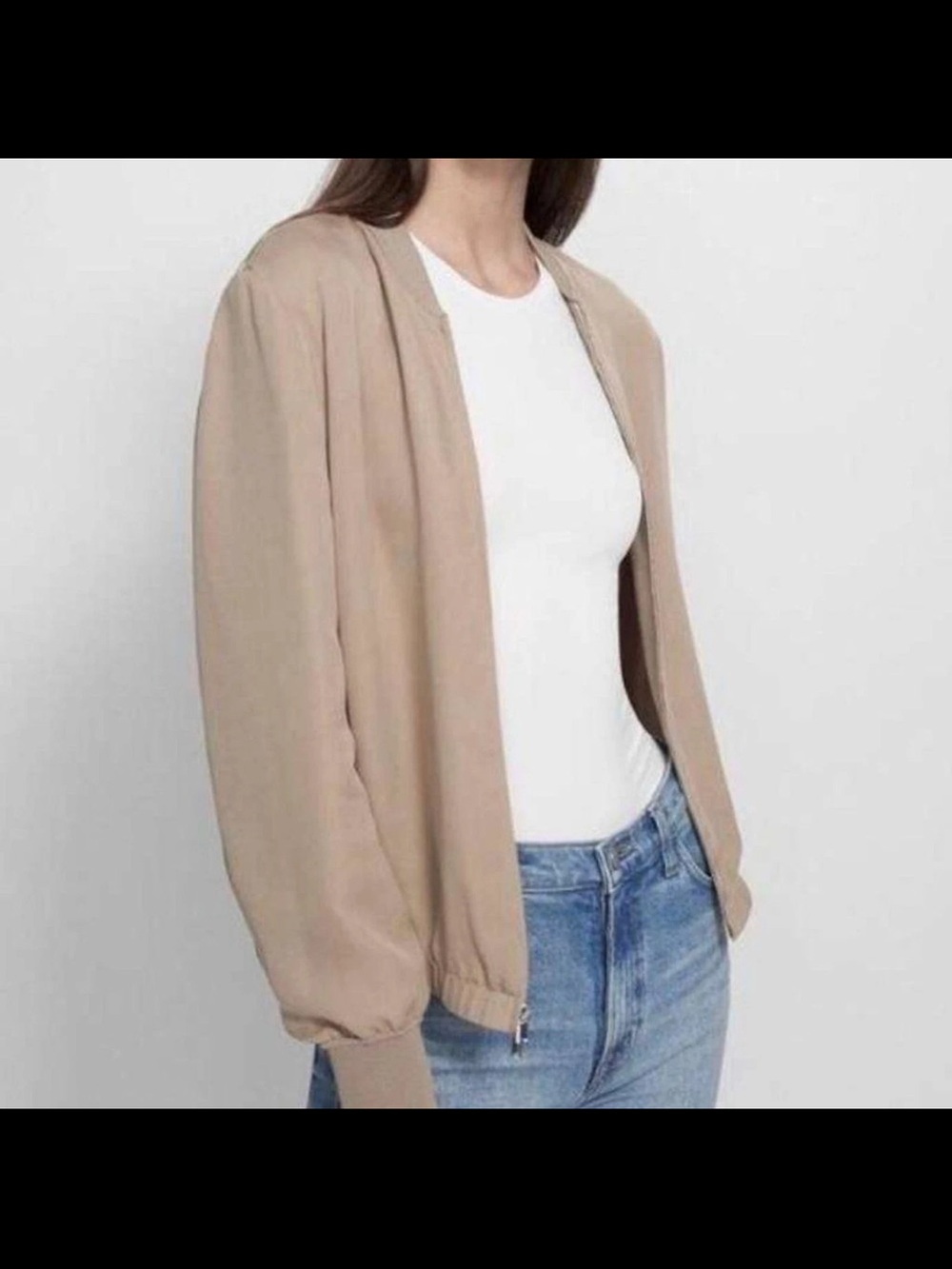 Aritzia Babaton Gilroy Bomber Jacket Taupe Size M - Picture 3 of 8